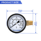 MEASUREMAN CO2 Regulator Gauge Set for Beer Kegs, 0-3000 PSI, Dual Scale, Bar/PSI, 2’’ Dial, 1/4’’ NPT, Radial Mount, Black Iron Case, Aluminum Pointer, Brass Components, with Hose Clamps& Nylon Seals