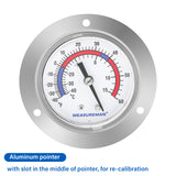 MEASUREMAN Vapor Capillary Flanged Panel Mount Refrigeration Thermometer, 2.5" Dial, 48" Capillary, -40-60 deg F/-40-15 deg C, Re-Calibration Available