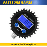MEASUREMAN 2-1/2" Dial Size Digital Air Pressure Gauge with 1/4'' NPT Bottom Connector and Protective Boot, 0-250psi, Accuracy 1%, Battery Powered with LED Light Short Thread