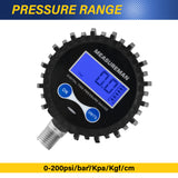 MEASUREMAN 2-1/2" Dial Size Digital Air Pressure Gauge with 1/4'' NPT Bottom Connector and Protective Boot, 0-250psi, Accuracy 1%, Battery Powered with LED Light