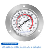 MEASUREMAN Vapor Capillary Flanged Panel Mount Refrigeration Thermometer, 2" Dial, 48" Capillary, 40-240 deg F/ 10-115 deg C, Re-Calibration Available