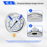 MEASUREMAN PRO 2.5'' Glycerin Filled Pressure Gauge, 0-160psi/kpa, 304 Stainless Steel Case, 1/4" NPT Lower Mount,for Pool Sand Filter, Water Pump, Propane, Coolant, CO2, Gas Test