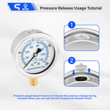 MEASUREMAN PRO 2" Dial Size, Glycerin Filled Pressure Gauge, 0-200psi/kpa, 304 Stainless Steel Case, 1/4" NPT Lower Mount, Lead-Free