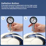 MEASUREMAN Multi-Sport Ball Pressure Gauge with Deflation Button 0-20PSI/0-1.4 Bar & Color-Coded, 3.6x1.8in Lightweight for Soccer, Football, Basketball, Volleyball Pressure Measurement