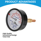 MEASUREMAN Commercial Tridicator, 2.5" Dial, 1/4" NPT Back Mount, Dual Scale 0-75 PSI 60-320°F, Rotatable Case with Adjustable Pointer（2.95'' Stem）