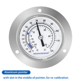 MEASUREMAN Vapor Capillary Flanged Panel Mount Refrigeration Thermometer, 2" Dial, 48" Capillary, -40-120 deg F/-40-50 deg C, Re-Calibration Available