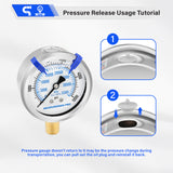 MEASUREMAN PRO 2.5'', Glycerin Filled Pressure Gauge, 0-5000psi/kpa, 304 Stainless Steel Case, 1/4" NPT Lower Mount