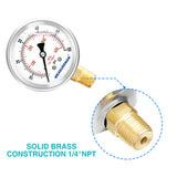 MEASUREMAN 0-100psi/kpa Liquid Filled Pressure Gauge with Brass Gauge Adaptor 1/4NPT Female，2-1/2 OAL x 1-2/5" x 1/8" Probe with Stainless Steel Sheath，Pressure Test Kit