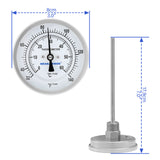 MEASUREMAN Hot Water Bi-Metal Thermometer, 3" Dial, 12" Lead-Free Brass Stem, 32-212°F/0-100°C Range, 2% Accuracy, 1/2" NPT Mount