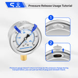 MEASUREMAN PRO 2.5'' Glycerin Filled Pressure Gauge, 0-60psi/kpa, 304 Stainless Steel Case, 1/4" NPT Lower Mount,for Pool Sand Filter, Water Pump, Propane, Coolant, CO2, Gas Test