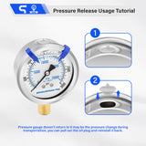 MEASUREMAN PRO 2.5'', Glycerin Filled Pressure Gauge, 0-3000psi/kpa, 304 Stainless Steel Case, 1/4" NPT Lower Mount,for Regulator, Brew Setup, Beer, Kombucha, HVAC, Hydraulic Test