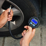 MEASUREMAN 2-1/2" Dial Size Digital Air Pressure Gauge with 1/4'' NPT Bottom Connector and Protective Boot, 0-250psi, Accuracy 1%, Battery Powered with LED Light Short Thread