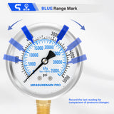 MEASUREMAN PRO 2.5'', Glycerin Filled Pressure Gauge, 0-5000psi/kpa, 304 Stainless Steel Case, 1/4" NPT Lower Mount