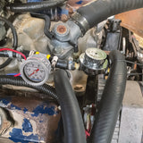 MEASUREMAN 0-15 Psi Glycerin Filled Fuel Pressure Gauge, 1.5” Dial, 304 Stainless Steel Case, 1/8” NPT Center Back Mount, with 3/8” Fuel Line Adapter, Copper Tube & Fittings, Red Aluminum Pointer