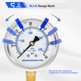 MEASUREMAN PRO 2.5'' Glycerin Filled Pressure Gauge, 0-60psi/kpa, 304 Stainless Steel Case, 1/4" NPT Lower Mount,for Pool Sand Filter, Water Pump, Propane, Coolant, CO2, Gas Test