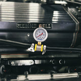 MEASUREMAN 0-15 Psi Glycerin Filled Fuel Pressure Gauge, 1.5” Dial, 304 Stainless Steel Case, 1/8” NPT Lower Mount, with 3/8” Fuel Line Adapter, Copper Tube & Fittings, Red Aluminum Pointer