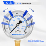 MEASUREMAN PRO 2.5'' Glycerin Filled Pressure Gauge, 0-160psi/kpa, 304 Stainless Steel Case, 1/4" NPT Lower Mount,for Pool Sand Filter, Water Pump, Propane, Coolant, CO2, Gas Test