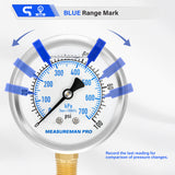 MEASUREMAN PRO 2.5'' Glycerin Filled Pressure Gauge, 0-100psi/kpa, 304 Stainless Steel Case, 1/4" NPT Lower Mount,for Water Pump, Pneumatic Air, Well Tank, RV Hose, Gas Test