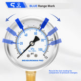 MEASUREMAN PRO 2.5'' Glycerin Filled Pressure Gauge, 0-15psi/kpa, 304 Stainless Steel Case, 1/4" NPT Lower Mount,for Pool Sand Filter, Water Pump, Propane, Coolant, CO2, Gas Test