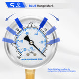 MEASUREMAN PRO 2.5'' Glycerin Filled Pressure Gauge, 30inHg-0 Vacuum,304 Stainless Steel Case, 1/4" NPT Lower Mount,for Air Conditioning Line, Tank, Air Pump, HVAC Test