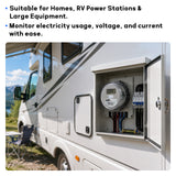 MEASUREMAN Digital Electric Meter 120V 2 Wire KWH Watt Meter for Home & RV – High Precision Energy Usage Monitor, LCD Display, ANSI Standard, Residential & Recreational Vehicle Power Measurement