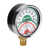 MEASUREMAN Tridicator, Thermo-Manometer, 2-1/2", 0-160psi/30-250 deg F, Stainless Steel Case, 1/4" NPT Lower Mount Pressure Gauge