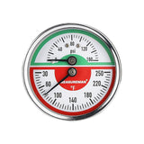 MEASUREMAN Tridicator, Thermo-Manometer Pressure Gauge, 2-1/2", 0-160psi/30-250 deg F, Stainless Steel Case, 1/4" NPT Back Mount