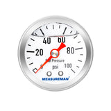 MEASUREMAN 1-1/2" Dial Size, Liquid Filled Fuel Pressure Gauge, 0-100Psi