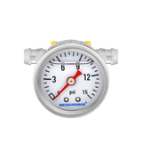 MEASUREMAN 0-15 Psi Glycerin Filled Fuel Pressure Gauge, 1.5” Dial, 304 Stainless Steel Case, 1/8” NPT Center Back Mount, with 3/8” Fuel Line Adapter, Copper Tube & Fittings, Red Aluminum Pointer