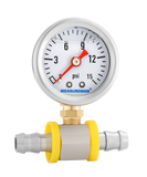 MEASUREMAN 0-15 Psi Glycerin Filled Fuel Pressure Gauge, 1.5” Dial, 304 Stainless Steel Case, 1/8” NPT Lower Mount, with 3/8” Fuel Line Adapter, Copper Tube & Fittings, Red Aluminum Pointer