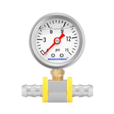 MEASUREMAN 0-15 Psi Glycerin Filled Fuel Pressure Gauge, 1.5” Dial, 304 Stainless Steel Case, 1/8” NPT Lower Mount, with 3/8” Fuel Line Adapter, Copper Tube & Fittings, Red Aluminum Pointer
