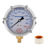 MEASUREMAN Concrete Pump Slump Indicator Gauge, 4 Inch Dial, 0-5000 PSI with 5 Adjustable Target Pointers, Glycerin Filled, 304 Stainless Steel Case, 1/4 NPT Lower Mount