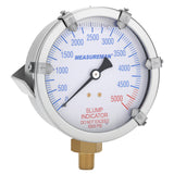 MEASUREMAN Concrete Pump Slump Indicator Gauge, 4 Inch Dial, 0-5000 PSI with 5 Adjustable Target Pointers, Glycerin Filled, 304 Stainless Steel Case, 1/4 NPT Lower Mount