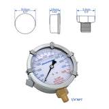 MEASUREMAN Concrete Pump Slump Indicator Gauge, 4 Inch Dial, 0-5000 PSI with 5 Adjustable Target Pointers, Glycerin Filled, 304 Stainless Steel Case, 1/4 NPT Lower Mount
