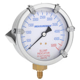 MEASUREMAN Concrete Pump Slump Indicator Gauge, 4 Inch Dial, 0-5000 PSI with 5 Adjustable Target Pointers, Glycerin Filled, 304 Stainless Steel Case, 7/16-20UNF Lower Mount