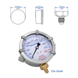 MEASUREMAN Concrete Pump Slump Indicator Gauge, 4 Inch Dial, 0-5000 PSI with 5 Adjustable Target Pointers, Glycerin Filled, 304 Stainless Steel Case, 7/16-20UNF Lower Mount