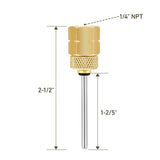 MEASUREMAN Brass Gauge Adaptor 1/4NPT Female，2-1/2 OAL x 1-2/5" x 1/8" Probe with Stainless Steel Sheath，Pressure Gauge Fitting kit