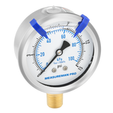 MEASUREMAN PRO 2.5'' Glycerin Filled Pressure Gauge, 0-15psi/kpa, 304 Stainless Steel Case, 1/4" NPT Lower Mount,for Pool Sand Filter, Water Pump, Propane, Coolant, CO2, Gas Test