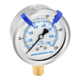 MEASUREMAN PRO 2.5'' Glycerin Filled Pressure Gauge, 0-100psi/kpa, 304 Stainless Steel Case, 1/4" NPT Lower Mount,for Water Pump, Pneumatic Air, Well Tank, RV Hose, Gas Test