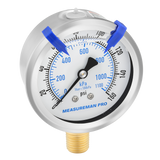 MEASUREMAN PRO 2.5'' Glycerin Filled Pressure Gauge, 0-160psi/kpa, 304 Stainless Steel Case, 1/4" NPT Lower Mount,for Pool Sand Filter, Water Pump, Propane, Coolant, CO2, Gas Test