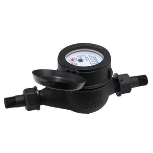 MEASUREMAN 1/2” Non-Pulsed Multi-Jet Cubic Meter Water Meter, Durable Plastic Body, Compact 15mm Flow Size, Ideal for Residential and Small-Scale Cold Water Applications