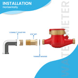 MEASUREMAN 3/4” Non-Pulsed Multi-Jet Gallon Hot Water Meter, Heavy-Duty Brass Body, 20mm Flow Size, Reliable Hot Water Measurement for Home and Industrial Applications