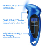 MEASUREMAN Digital Tire Pressure Gauge 0-150 PSI Blue 4 Settings for Car Truck Bicycle with Backlit LCD and Non-Slip Grip (1 Pack)