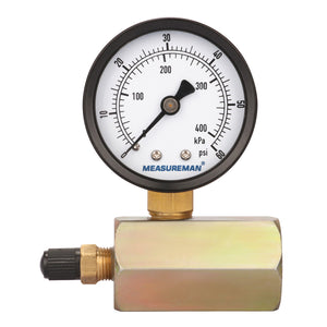Measureman 2" Steel Gas Pressure Test Gauge Assembly, 3/4" FNPT Connection, 0-60Psi/kpa, -3-2-3% Accuracy