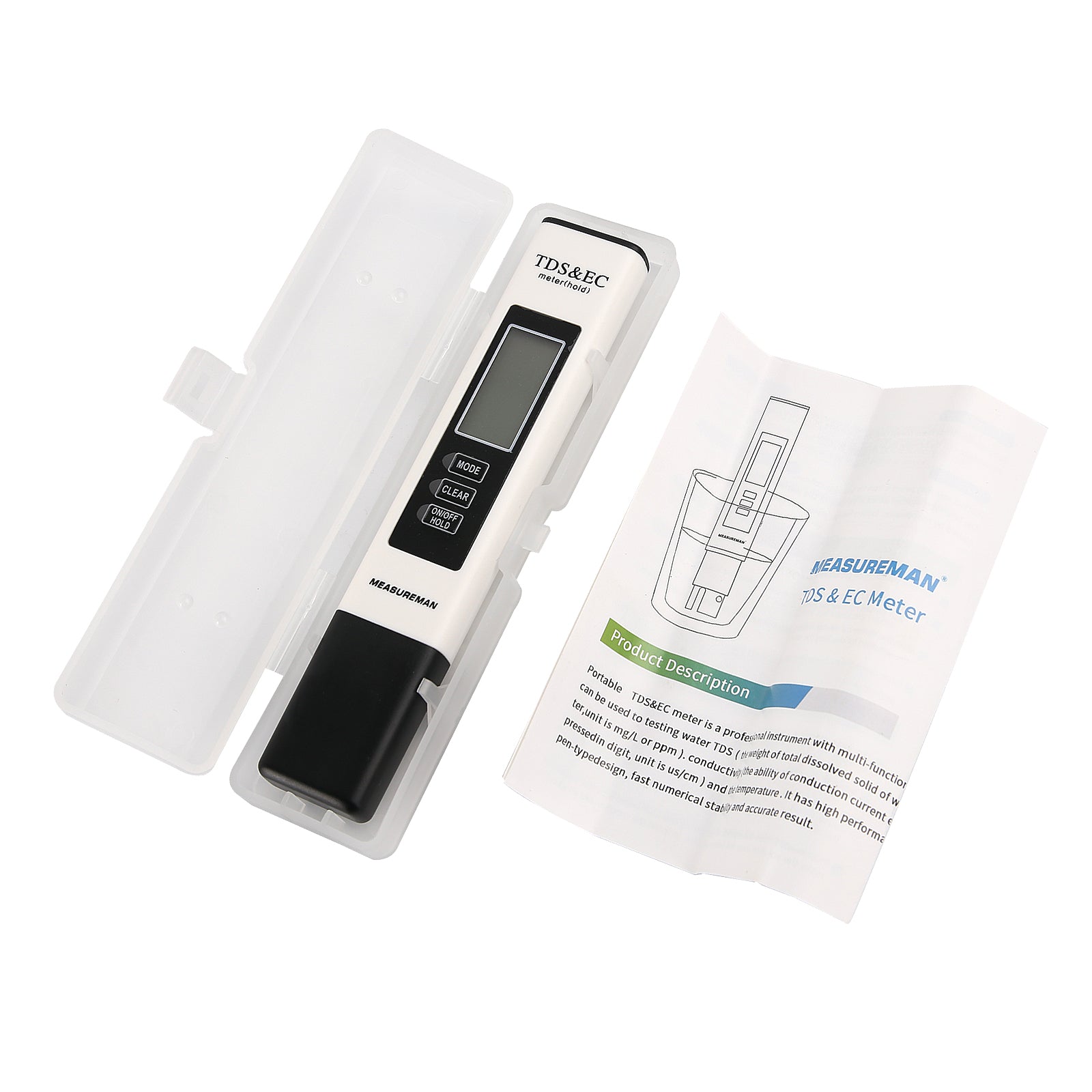 Measureman 0-9999ppm, 0-9999µs/cm TDS Meter, EC Meter & Temperature Me –  Measureman Direct