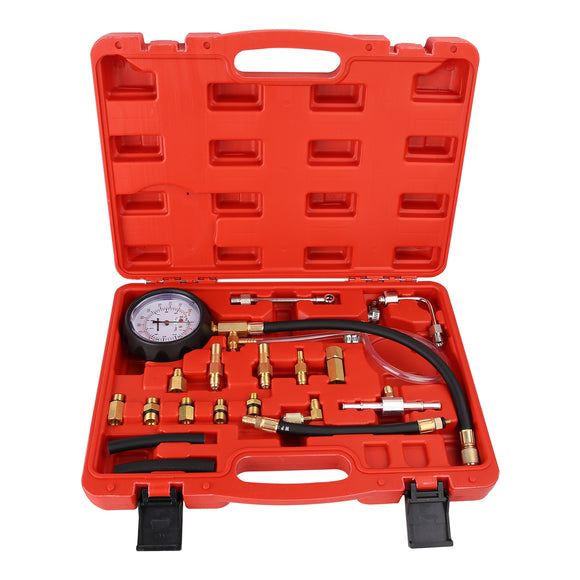 MEASUREMAN Fuel Injection Pump Pressure Gauge, Automotive Injector Gasoline Tester Tool Kit，0-140PSI/10 Bar