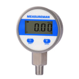 Measureman 2-1/2" dial, Digital Industrial Pressure Gauge with 1/4"NPT lower mount, stainless steel case and connection, 0-300psi/bar, 1%,Battery Powered, With LED light