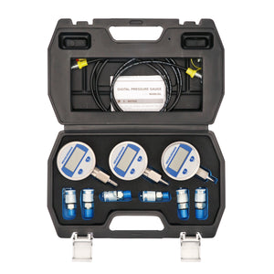 MEASUREMAN Portable Excavator Hydraulic Digital Pressure Test Coupling Kit, Including 6 Test Couplings, 3 Digital Pressure Gauges, 2 Test Hoses for Excavator Construction Machinery
