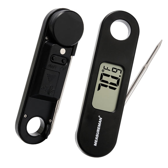 MEASUREMAN Digital Instant Read Foldaway Meat Thermometer Black ABS body, food grade stainless steel probe, 2-1/2