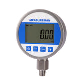 Measureman 4" dial, High Precision Hydraulic Industrial Digital Pressure Gauge 0-10000psi/bar, 1/4"NPT Lower, Stainless Steel Case and Connection, 0.4%,Battery and Micro USB Powered, with LED Light